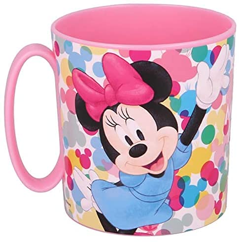 Taza Disney Minnie Mouse Vaso de plástico 350 ml para microondas con asa para niños desayuno Minnie Mouse