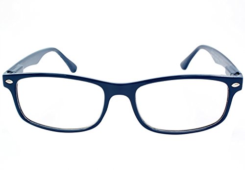 TBOC Gafas de Lectura Presbicia Vista Cansada - (Pack 2 Unidades) Graduadas +2.00 Dioptrías Montura de Pasta Azul Diseño Moda Hombre Mujer Unisex Lentes de Aumento para Leer Ver de Cerca