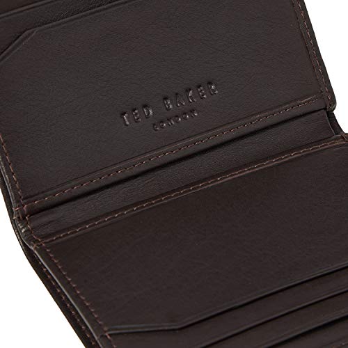 Ted Baker Core SML Bifold Leather Wallet, Accesorio de Viaje-Billetera Plegable para Hombre, Marrón Oscuro, Talla única