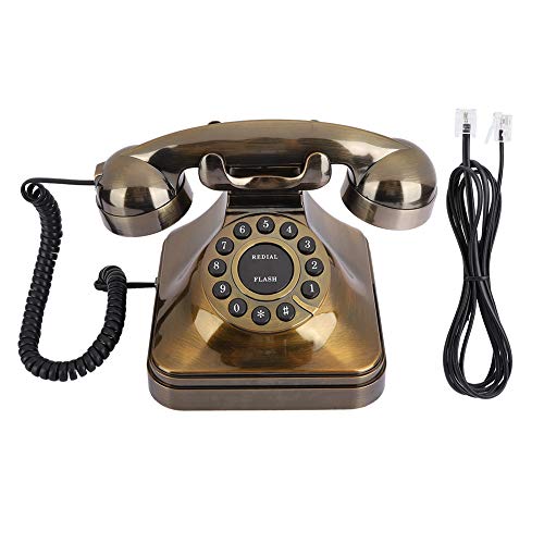 Teléfonos Antiguos con Cable Botón de Marcado de Bronce Escritorio Número de Teléfono Tienda Reducción de Ruido para El Hogar