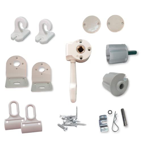 TENDAGGIMANIA Kit completo de accesorios de alta calidad para toldos a caída de 5000 /s – Kit rodillo diámetro 70 mm, marfil 1013