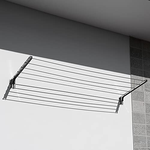 Tendedero de exterior de pared tendedero Balcone Tendedero de acero inoxidable Retráctil Anti-arrugas, resistente hasta 40 kg Plegable para ahorrar espacio 100 cm