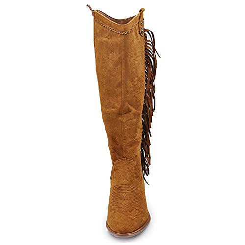 Texani Cowboy Western Zapatillas de mujer Botas Frange Camperos Etnic 625, Ml60 Camel, 39 EU