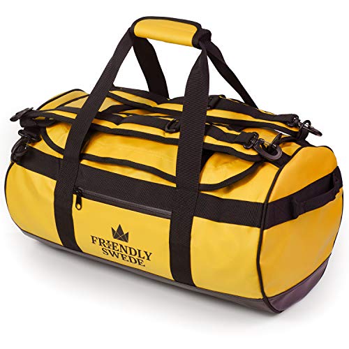 The Friendly Swede Duffel Bolsa de Viaje y Deporte Convertible en Mochila - Duffle Bag (Capacidad: 30l/ 60l/ 90l) (30L Amarillo)