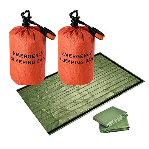 theFIU. Emergency Survival Sleeping Bag, Bivvy Bag,Survival Gear Kit Thermal Blanket PE Aluminum Film for Outdoor Adventure,Camping,Hiking,and First Aids,Lightweight Waterproof Thermal Bag (Orange)