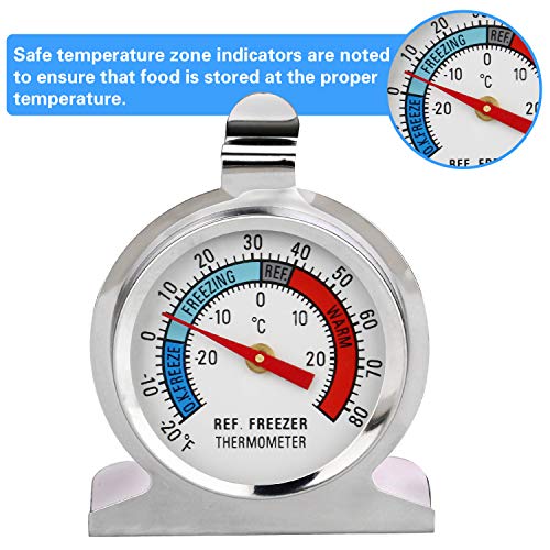 Thlevel Termómetro para Frigorífico Acero Inoxidable Termómetro para Refrigerador y Congelador Termómetro de Nevera con Gancho para Colgar (3PCS)
