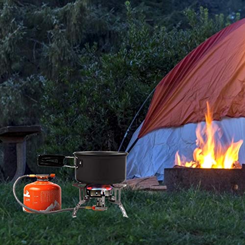 Thorityau - Batería de cocina de camping antiadherente, kit de cacerolas, utensilios de cocina para camping, para 1-2 personas, viajes, senderismo, barbacoas