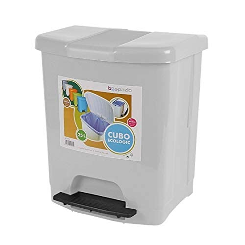 TIENDA EURASIA® Cubo de Basura con Pedal para Cocina - 25L - Material de Plastico Reciclado Ecológico - Medidas: 34x30x41 cm (OCEANICO)