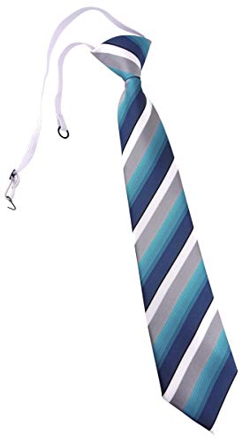 TigerTie Corbata infantil a rayas – Corbata preatada con goma elástica., Turquesa, azul petróleo, gris, Talla única