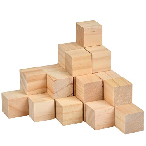 TIMESETL Mini Cubos de Madera 30Pzs Cubos de Madera Lisa 3x3 CM Cubos Cuadrados Naturales Bloques Cuadrados de Pino Crudo, Cubo de Madera DIY para Sellos, Números, Manualidades, Alfabeto