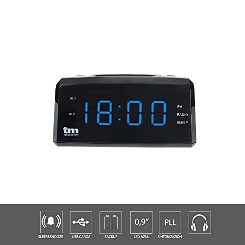 TM Electron TMRAR010 - Radio Reloj Despertador Digital PLL, Color Negro
