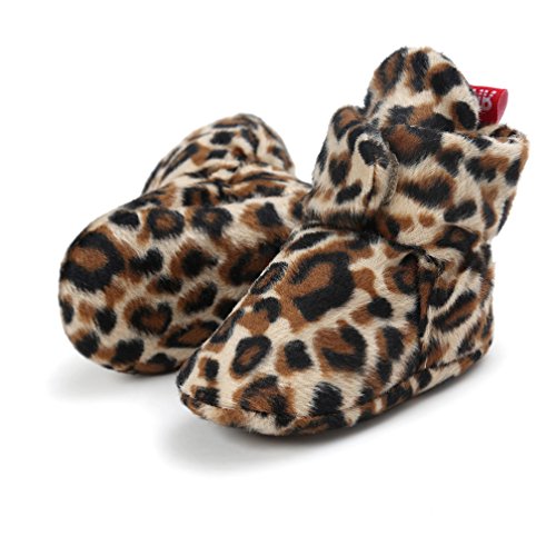 TMEOG Zapatos De Unisex Bebé CáLida Raya Leopardo Suave Suela Cuna Botas Para La Nieve (12-18 meses, Leopardo)
