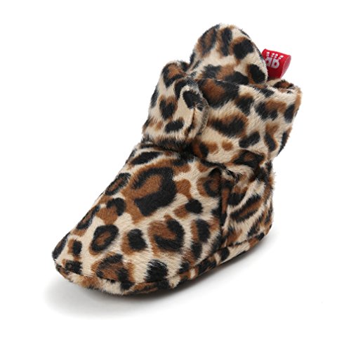 TMEOG Zapatos De Unisex Bebé CáLida Raya Leopardo Suave Suela Cuna Botas Para La Nieve (12-18 meses, Leopardo)