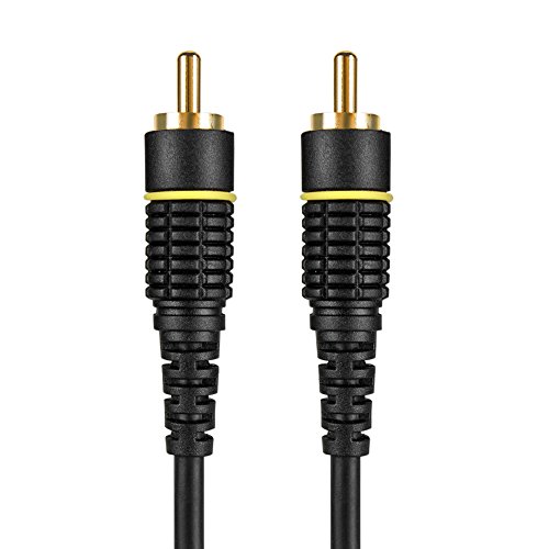TNP Cable coaxial Digital RCA Macho a RCA Macho para Subwoofer S/PDIF, Cable Compuesto de Video con Conectores chapados en Oro para Reproductor de DVD, CD, SA-CD, D-VHS y A/V (50 pies / 15M)