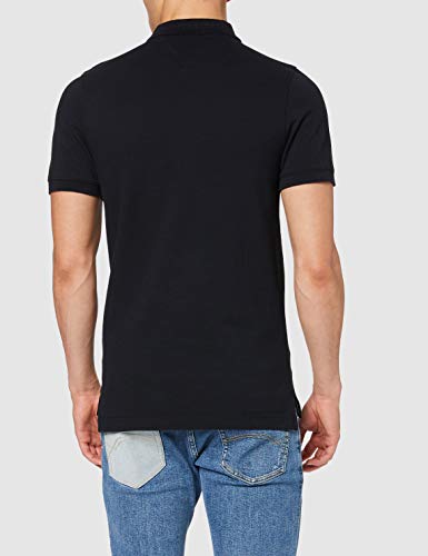 Tommy Jeans Piqué P, Camiseta Polo con Cierre de 3 Botones Hombre, Negro (Tommy Black), L