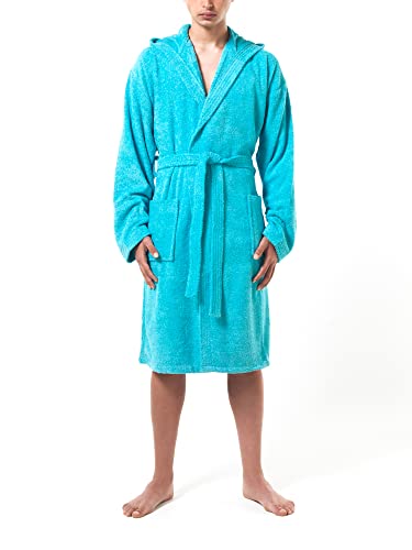 Top Towels - Albornoz Unisex - Albornoz de Ducha para Hombre o Mujer - Albornoz con Capucha - 100% Algodón-  500g/m2 - Albornoz de Rizo, Aguamar, XL (2450374)