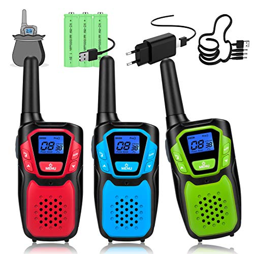 Topsung Rechargeable Walkie Talkies Set，wokie tokie with Batteries and USB Charger, Clear Sound and Long Range for Camping Hiking Skiing and Outdoor Activity