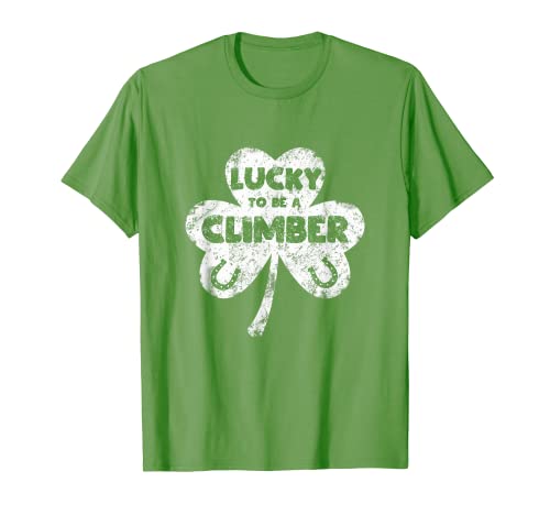 Trébol de herradura del día de San Patricio Lucky To Be Climber Camiseta