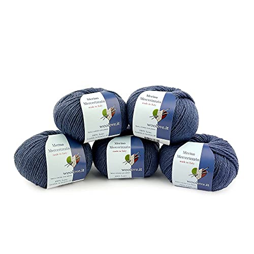 Tricot Cafè - Merino Mercerizzato - 100% pura lana bola de lana suave para ganchillo ideal para la ropa 5 pieces Avio 14 Made in Italy