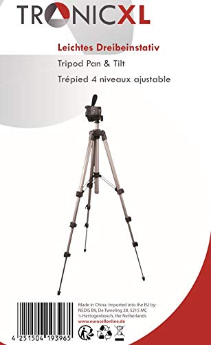 TronicXL Trípode universal para cámara de 105 cm + funda con nivel de burbuja compacto, compatible con Canon Fuji, Nikon, Samsung, Rollei, Sony Canyon
