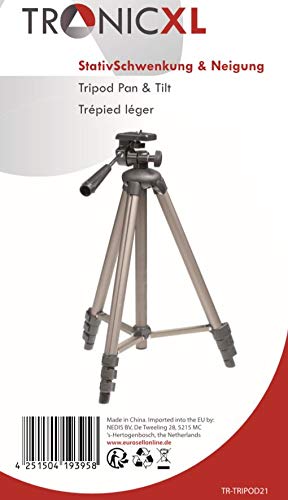 TronicXL - Trípode universal para cámaras réflex digitales (130 cm, aluminio, compatible con Canon EOS Nikon, Samsung Canyon Rollei, Sony Slider lumix G, cámara fotográfica, trípode de vídeo)