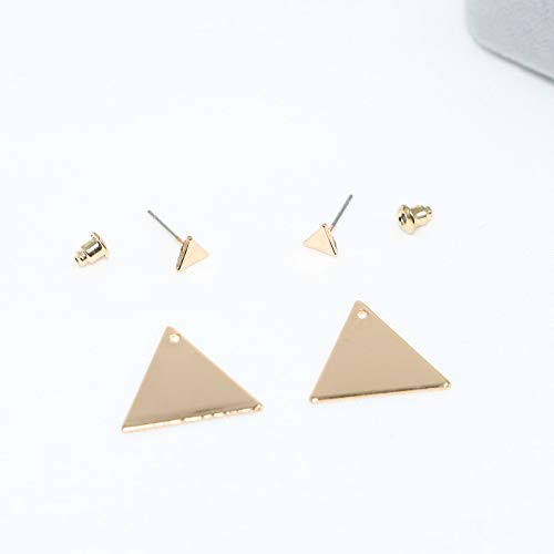 TseenYi Pendientes triangulares con diseño de oreja, diseño geométrico, parte delantera y trasera, para mujeres y niñas (dorado)