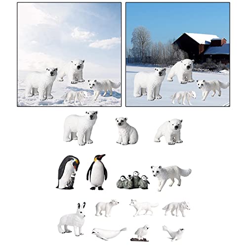 Tubayia Modelo de animales polares, conejo ártico, pingüino, educativo, juguete educativo (14 piezas)