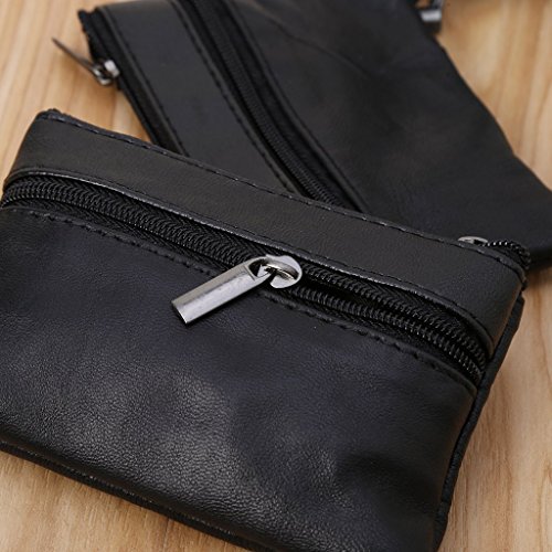 U-K Soft Mens Womens Card Coin Keychain Zip Leather Wallet Pouch Bag Bag Purse Gift Nuevo Elegante y Popular Practical Design and Durable