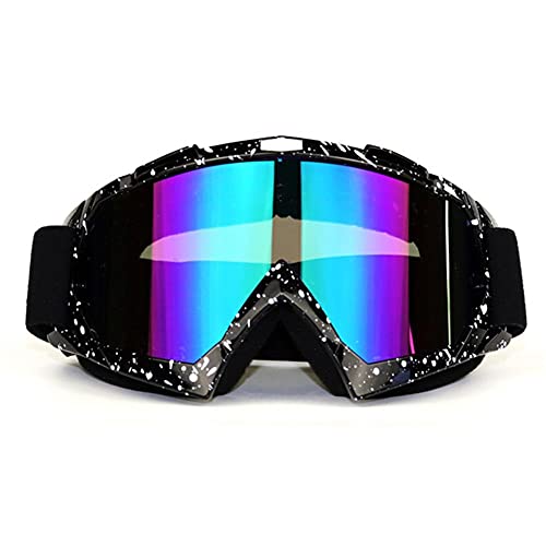 UKKD Gafas Moto Gafas De Motocross Cross Country Skis Snowboard Motocross Motoccycle Casco Gafas Gafas-Black White Spots-UV