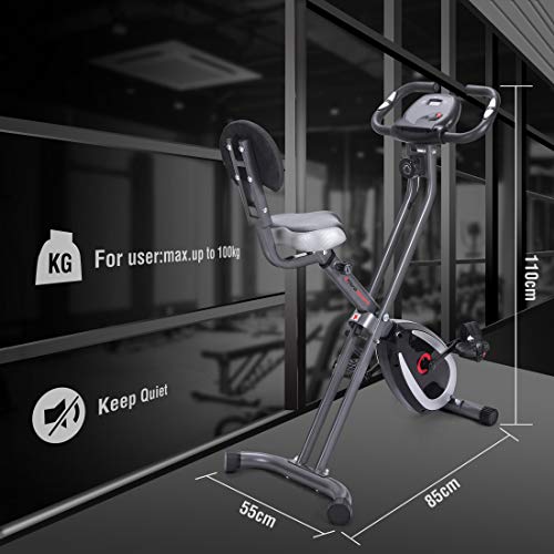 Ultrasport F-Bike 300B Bicicleta estática Plegable, Ordenador y App, con Respaldo & App, Unisex, Mate Negro