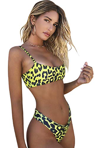 UMIPUBO Conjuntos de Bikinis para Mujer Traje de baño Push Up Dos Piezas Leopardo/Serpiente Impreso Ropa de Playa Tanga Calzoncillos de triángulo Alto Traje de baño Trajes de baño