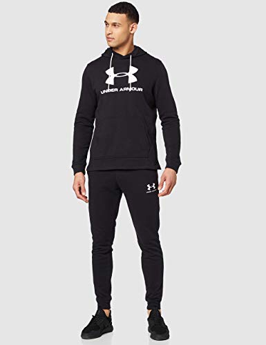 Under Armour Sportstyle Terry Logo Hoodie, Sudadera con Capucha Hombre, Negro (Black/White(001)), MD