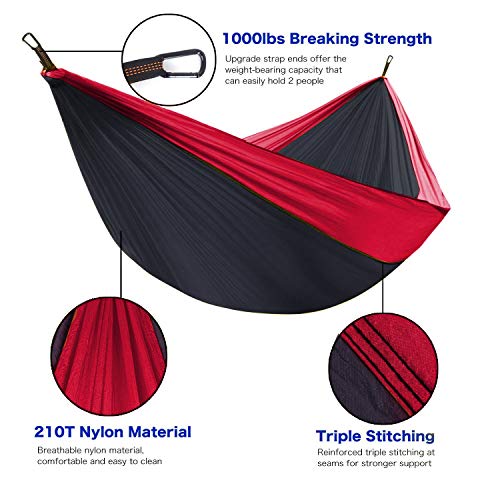 Unigear Hamaca para Acampar 320 x 200 cm para 2 Personas, Hamaca Aoble Portátil Ligera de Nylon Paracaídas con Correas para Mochilero, Camping, Viajes, Playa, Jardín