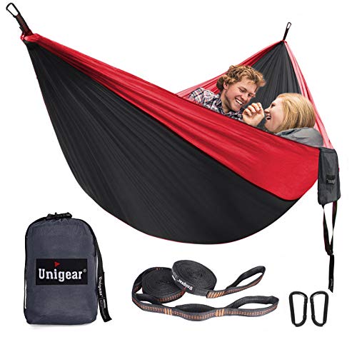 Unigear Hamaca para Acampar 320 x 200 cm para 2 Personas, Hamaca Aoble Portátil Ligera de Nylon Paracaídas con Correas para Mochilero, Camping, Viajes, Playa, Jardín