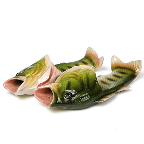 UNIQSTORE Tricky Fisch Sandalias con forma de pescado, zapatillas de estar por casa creativas, estilo de pez, para la playa, calzado inspirado en peces, para hombre, verde, 44/45 EU