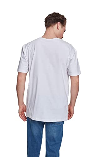 URBAN CLASSICS Camiseta básica de manga corta oversized, cuello redondo normal, de algodón grueso, largo normal, ajuste holgado, de hombre, moderna, color blanco, talla XL