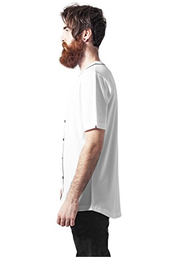 Urban Classics Mesh Jersey Camiseta Baseball con Botones a Presión, Blanco (White), M para Hombre