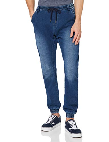 Urban Classics Pantalones Vaqueros de Punto Deportivos, Azul (Blue Washed 799), L para Hombre