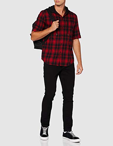Urban Classics T Hooded Short Sleeve Kapuzen-Shirt Camiseta, Negro, M para Hombre