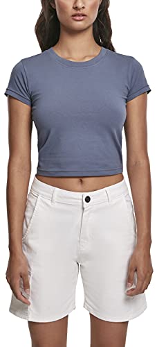 Urban Classics T-Shirt Ladies Stretch Jersey Cropped tee Camiseta, Vintage Blue, XS para Mujer