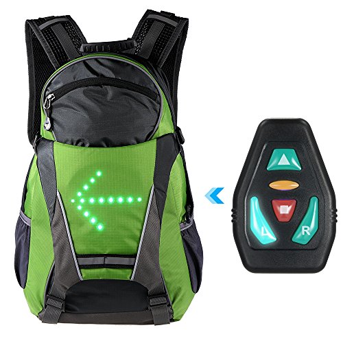Urban Scout Mochila con INDICADOR LED Y Mando A Distancia para Scooter, Negro y Verde, estándar