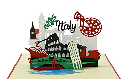 Vale de viaje a Italia A123AMZ, tarjeta desplegable en 3D de Italia Sykline