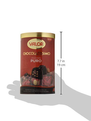 Valor - Chocolatíssimo Puro. Bombones de chocolate puro con praliné de avellana y trozos de almendra. Gran calidad e intenso Sabor y Aroma - 250 Gramos