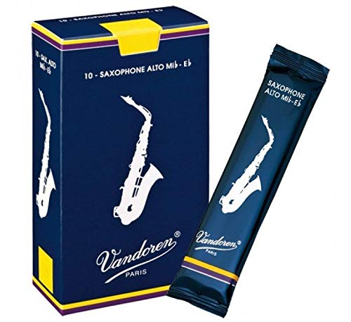 Vandoren SR213 - Caja de 10 cañas tradicional n.3 para saxofón alto, madera