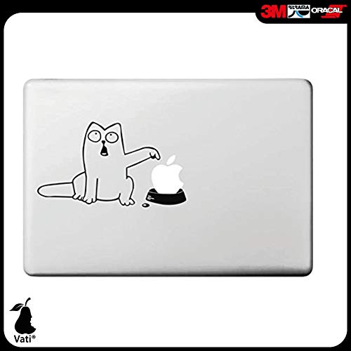 Vati Hojas desprendibles Creativo Blanca Fat Cat Sticker Decal Skin Cartoon Art Negro para Apple Macbook Pro Aire Mac 13"15" Pulgadas/Unibody 13"15" Pulgadas portátil
