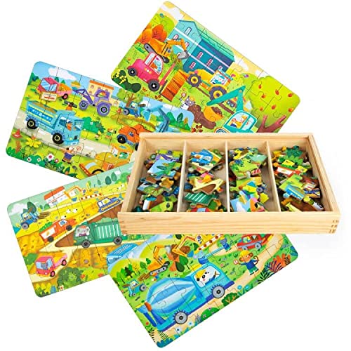 VATOS Puzzles de Madera 112 Piezas - Rompecabezas de Madera Puzzles Infantiles 3 4 5+ años Juguetes educativos de Aprendizaje Preescolar con Caja