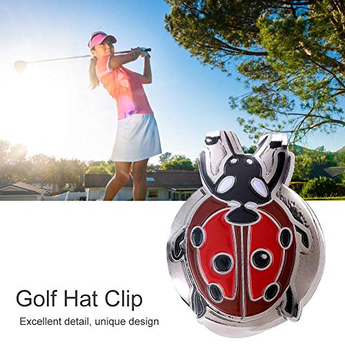 Vbest life Clip para Sombrero de Golf, Marcador de Pelota de Golf con Forma de Mariquita Adorable con Marcador de Bola magnético para Entrenamiento de Golf para Mujeres Lady Kids