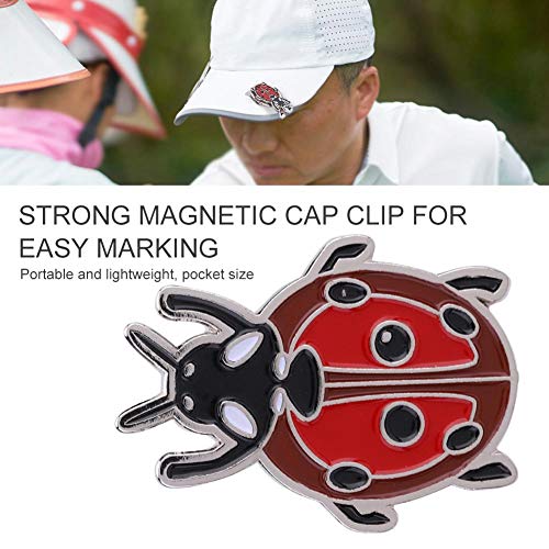 Vbest life Clip para Sombrero de Golf, Marcador de Pelota de Golf con Forma de Mariquita Adorable con Marcador de Bola magnético para Entrenamiento de Golf para Mujeres Lady Kids