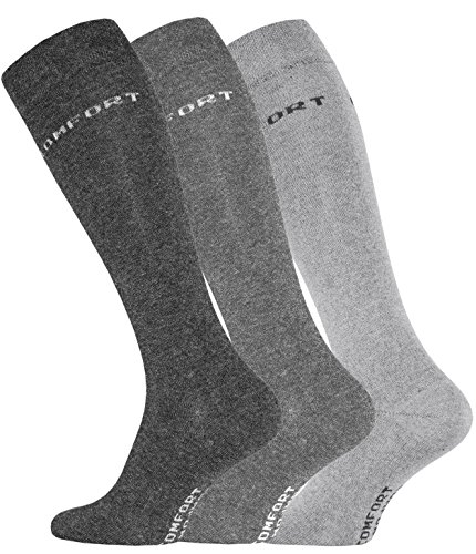 VCA - Calcetines altos para hombre (3 pares, originales, color gris y antracita), gris/antracita, 39-42