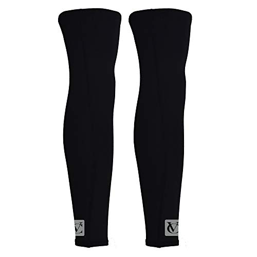 VeloChampion Thermo Tech Lite Calentadores de piernas para Ciclismo - Negros Leg Warmers Black (Black, Large)